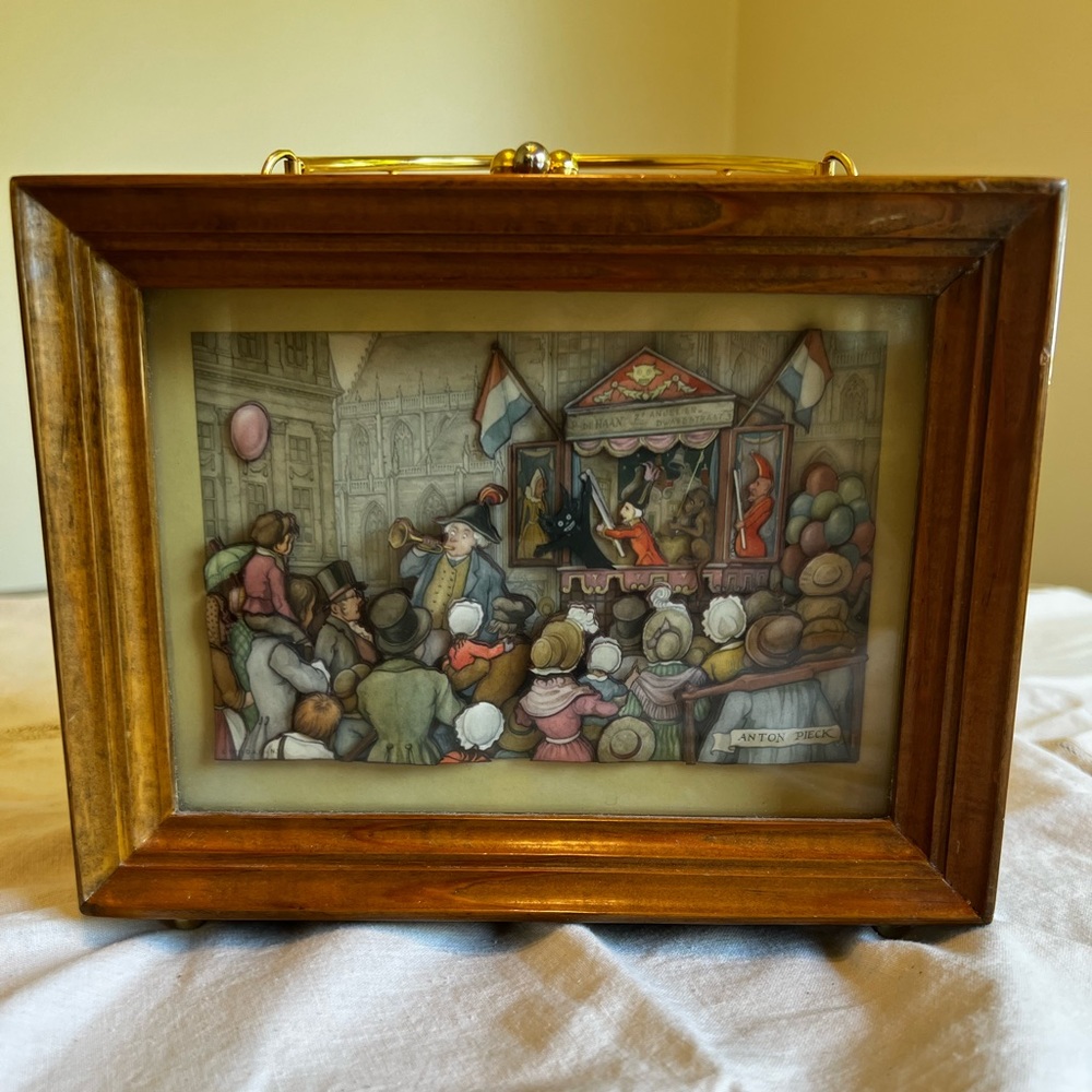 Vintage Anton Pieck wood Shadow Box Purse